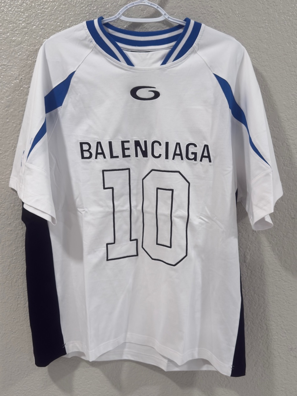 Balenciaga White & Blue Number 10 Jersey Tee large oversized like XL